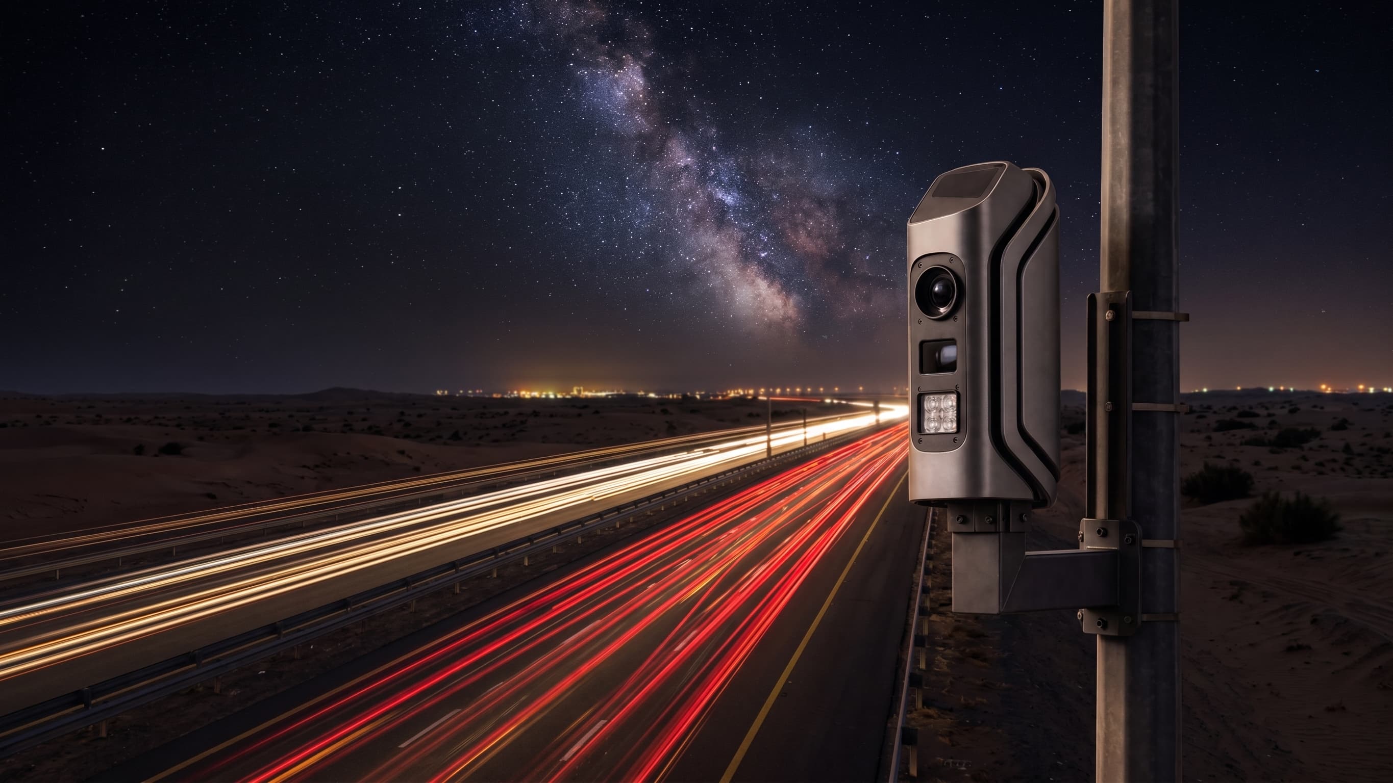 Sentinel-MX enforcement platform deployed on a GCC highway at night